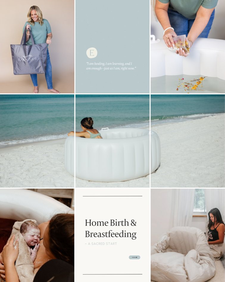 Instagram content grid created for Earthside Birth Pools